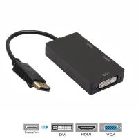 1080P 3 Output Displayport DP Male To HDMI/DVI/VGA Female Adapter Converter Cord