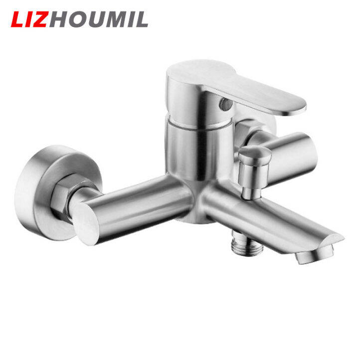 lizhoumil-ก๊อกขัดอ่างอาบน้ำสแตนเลส304วาล์วผสมร้อนและเย็นก๊อกน้ำฝักบัวอาบน้ำก๊อกสามส่วน