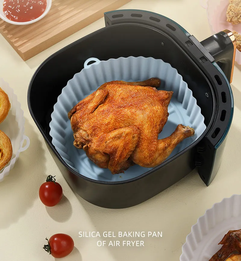 Silicone Mold For Air Fryer Pot Air Fryer Silicone Basket Thicken Oven  Baking Tray Fried Chicken Pizza Air Fryer Accessories