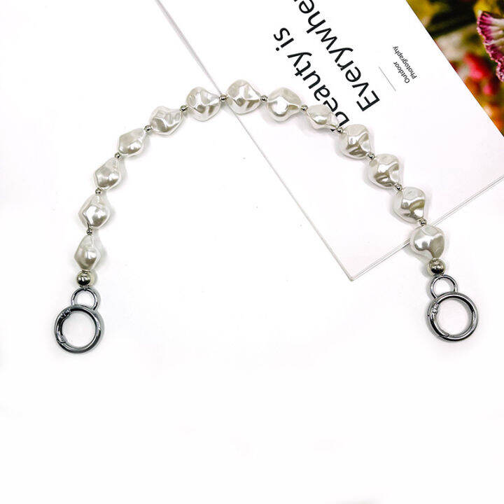 love-chain-pearl-chain-luggage-accessories-short-luggage-chain-irregular-pearl-chain-metal-chain-metal-hook-chain