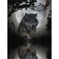 Wolf Night Moon DIY Cross Stitch Embroidery 11CT Kits Needlework Craft Set Cotton Thread Printed Canvas Home Dropshipping