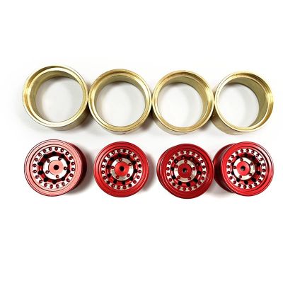 Metal Beadlock Wheel Rim with Brass Counterweight Ring for FMS 1/24 FCX24 1/18 Mogrich RC Crawler Car Parts