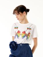 สินค้าใหม่ iCONiC RAINBOW BRA T-SHIRT #7445 เสื้อยืด สีรุ้ง เสื้อยืดปักลาย เสื้อยืดแฟชั่น เสื้อยืดขาว เสื้อยืดไฮโซ