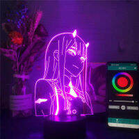 Zero Two 3D LED Night Light App Control USB Illusion Cartoon Creative Girls Anime 02 Darling In The Franxx Bedside Decor Lamp