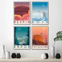 Vintage Tatoine และ Hoth Planet พิมพ์ Retro โปสเตอร์ภาพยนตร์ Landscape Wall Art ภาพ Bespin Home Decor