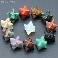 Natural Crystal Stone Six Pointed Star Merkaba Crafts for Jewelry Handmade DIY Reiki Quartz Tigereye Green Aventurine Opal Decor