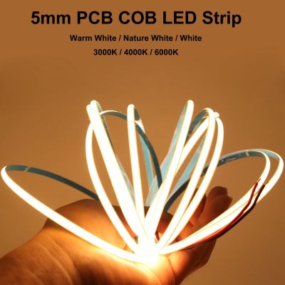 5mm Super Thin COB LED Strip 384LEDs/m Soft Flexible Light Bar Warm Cold White For Decor Lighting 3000K 4000K 6000K DC12V/24V