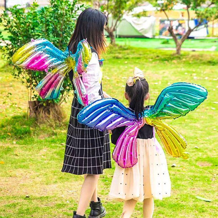 thera-เด็กปีกผีเสื้อแขวนหลังบอลลูนพองปีกนางฟ้าผีเสื้อสำหรับเด็ก