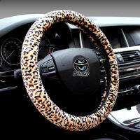 DERMAY Winter Car Fur Cute Steering Wheel Covers Girls Pink Red White etc. 9Colors Diam 38cm Leopard Print Women Car Accessories