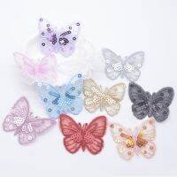 ♠ 10Pcs 50x45mm Exquisite Sequins Embroidered Mesh Butterfly for DIY Clothes Hat Shoes Patches Accessory Headwear Hair Clips Decor