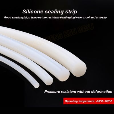【cw】 1/2m 1 15mm Round Silicone Rubber Strip Glue Stick Temperature Resistant Elastic