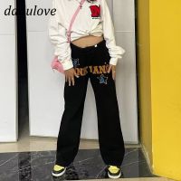 CDO DaDulove New American Ins Letter Jeans Loose High Waist Womens Wide Leg Pants Fashion Womens Clothing