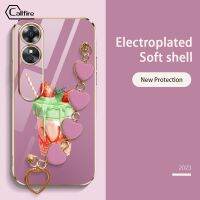 Callfire เคสโทรศัพท์ลายโทรไฟสำหรับ OPPO A78 A17 A17K Reno 8T 4G 5G A1 Pro A1 5G 2023 ถ้วยเครื่องดื่มลายรักสร้อยข้อมือเคสนิ่มเคลือบอิเล็คโทรเพลทหรูตัวปกป้องกล้องถ่ายรูปป้องกันการตก