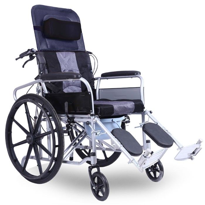 รถเข็นผู้ป่วย-แบบปรับเอนนอน-รุ่นใหม่-ปรับโดยใช้โช็ค-รถเข็นผู้ป่วย-เก้าอี้รถเข็นปรับนอนได้-wheelchair-เบาะรังผึ้งสีน้ำเงิน-เหมาะสำหรับผู้สูงอายุ-ผู้ป่วย-คนพิการ-พับเก็บได้-ปรับได้-6-ระดับ-แข็