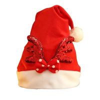 Red Antlers Christmas Hats For Kids Adult Cartoon Elk Santa Claus Hat New Year Party Princess Caps Decor Gigts For Women Girls