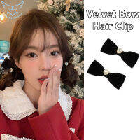 【Free Shipping】หินไรน์สโตนแห่งรักกำมะหยี่สีดำกิ๊บติดผมผูกโบว์ Vintage Vintage Duckbill กิ๊ฟติดผมแฟชั่น Headwear สำหรับผู้หญิง