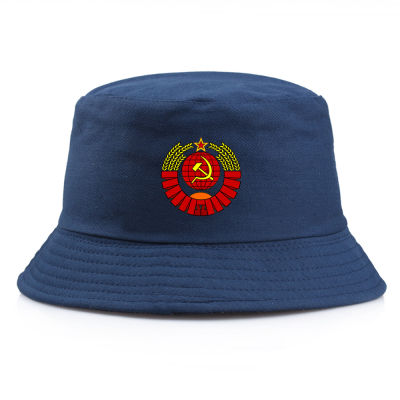 [hot]Soviet Emblem Bucket Hat Russia USSR Flag Cap CCCP Print Panama Caps Men women USSR Soviet Union Sun Visor Foldable Hats