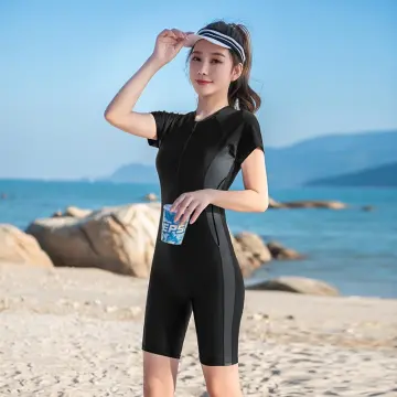 Women Swimwear For Girls Swimsuit One Piece With Chest Pads Short Sleeve  Beach Surfing Swimming Suit