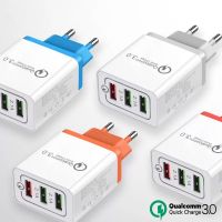 Qualcomm Qc3.0 Fast Charging Three-Port 3Usb Charger 5V/9V/12V European Standard American Standard One Drag Three Charging Plug 2023