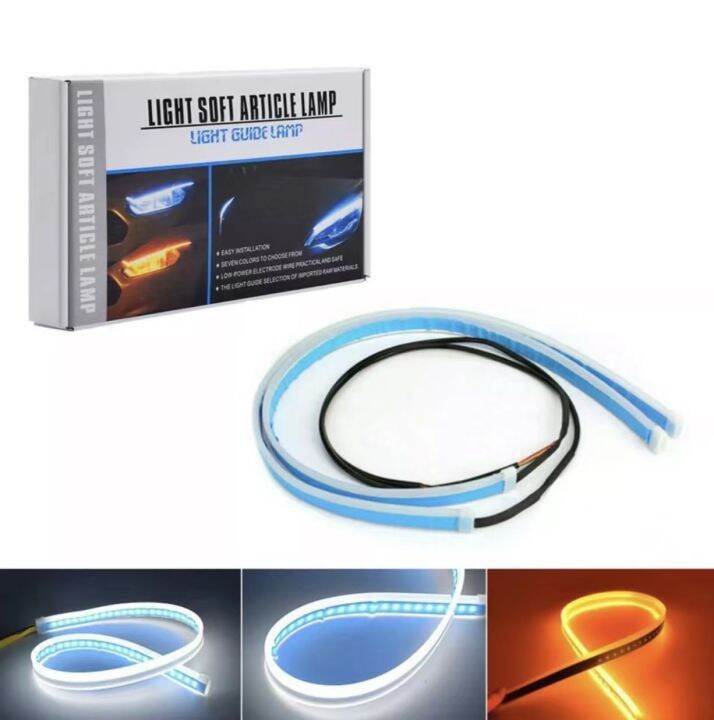 light-soft-article-lamp-2เส้น-ไฟเดย์ไลท์-พร้อมไฟเลี้ยว-30-45-60ซม-ultrafine-รถยนต์-drl-led-กลองวัน-ไฟตัดหมอก