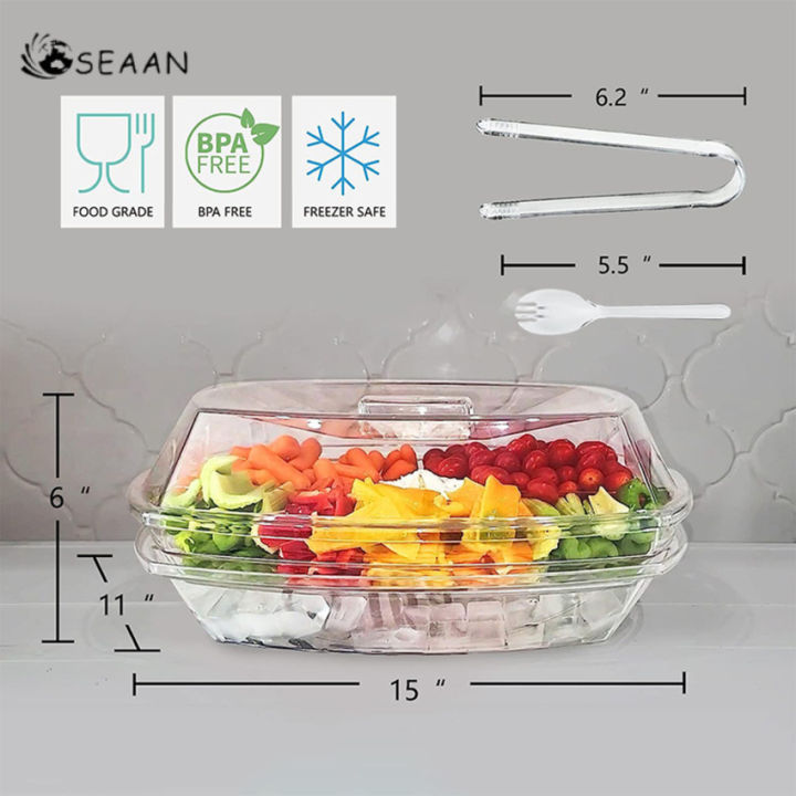 ถาดของกินเล่นเสิร์ฟแช่เย็นถาดที่จัดเก็บผลไม้ถาดเสิร์ฟอาหารสำหรับงานเลี้ยงงานแต่งงานถาดเสิร์ฟเย็น
