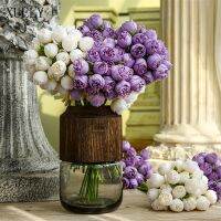 ┇✸ New 27 Heads Small Tea Roses Artificialsilk Peony Bud Wedding Bridal Bouquet DIY Home Living Room Table Office Fake Flower Decor