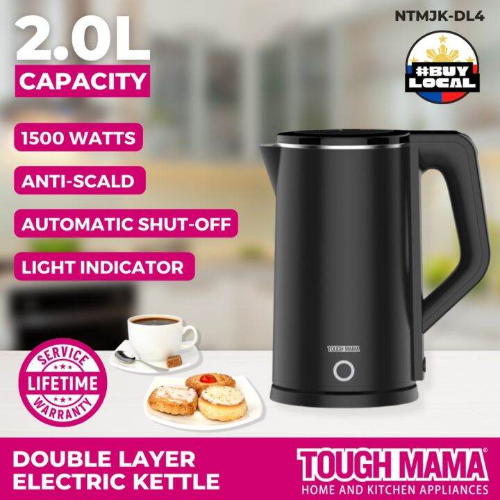 Tough Mama NTMJK2DL4 BLACK Electric Kettle Stainless Steel and Plastic
