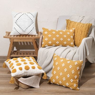 hot！【DT】❒▼⊕  Ins Embroidered Tassel Pillowcase Cover Decorate Sofa Cushion 45x45cm/30x50cm
