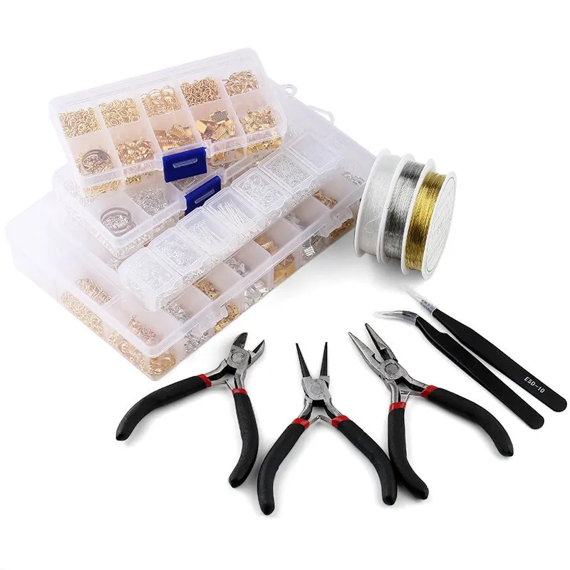 DIY Earrings Making Jewelry Kit Repair Tools Lobster Clasp Open Jump Rings  Earring Hooks Tail Chain Pin Clip Buckle Beading Kit
