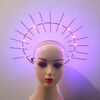 กระพริบ Light Up Glow ผู้หญิง Halo Crown Headband เทพธิดาเครื่องแต่งกาย Headdress สำหรับคอสเพลย์ปาร์ตี้เจ้าสาวงานแต่งงาน Queen Halloween