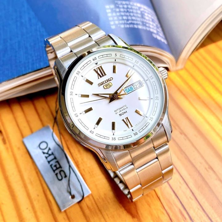 HCM]Đồng hồ Nam Seiko cơ tự động dây thép không gỉ kính cứng size   SNKP15K1 