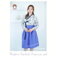 [Boraunnii AA09] แจ้งสีกระโปรงก่อนสั่งซื้อ ชุดฮันบกประยุกต์ Modern Hanbok เสื้อแบบผูกพิมพ์ลาย