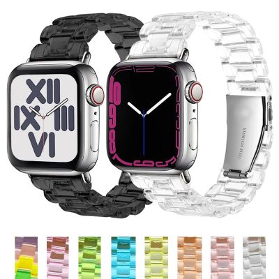 Resin Watch strap for apple watch series 8 7 6 5 4 band 42mm 38mm correa Clear steel for iwatch 8 7 6 SE 5 4 3 2 44 40 41 45MM Straps