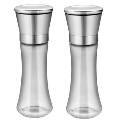 Salt and Pepper Grinder Set-Pepper Mill Grinder,Clear Glass Salt and Pepper Grinders,Adjustable Coarseness