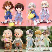 Kawaii 1/12ตุ๊กตา BJD เสื้อผ้าสายเอี๊ยมแฟชั่นกางเกงตุ๊กตากางเกงยีนส์สำหรับ Ob11 Gsc Body9ตุ๊กตาอุปกรณ์เสริม Obitsu 11