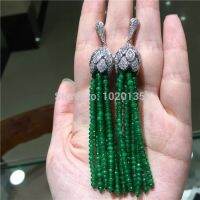 one pair green jade roundel faceted hook earrings 80mm wholesale beads nature