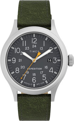 Timex Mens Expedition Scout 40mm Quartz Leather Strap, Green, 20 Casual Watch (Model: TW4B229009J)