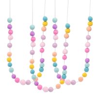 3 Pcs Wool Felt Ball Garland Colorful Pom Pom Garland for Mardi Gras Easter Halloween Thanksgiving Christmas Decor