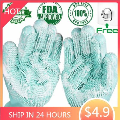 Silicone Dishwashing Gloves Reusable Scrubbing Gloves for Bedrooms Kitchens Cleaning Cars Washing Safety Gloves