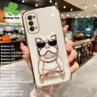 เคสโทรศัพท์สำหรับ Realme C2 C11 C15 C25 C30 50i C55 C12 C11 C21Y 50A C35 5 C3 5 Pro 7i C21 Narzo ชุบด้วยไฟฟ้า C33ขายึดสุนัขแมนจี้