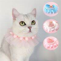 Cute S-M Lace Cats Necklace Collars Small Hairballs Collar For Puppy Fashion Simple Pets Party Adjustable Supplies Accessories