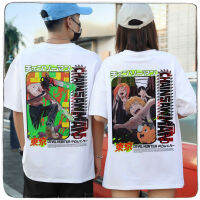 [มีสินค้า]Chainsaw Man อะนิเมะเสื้อเชิ้ตสีขาว unisex บุรุษสตรีเสื้อยืดอินเทรนด์ท็อปส์ซู