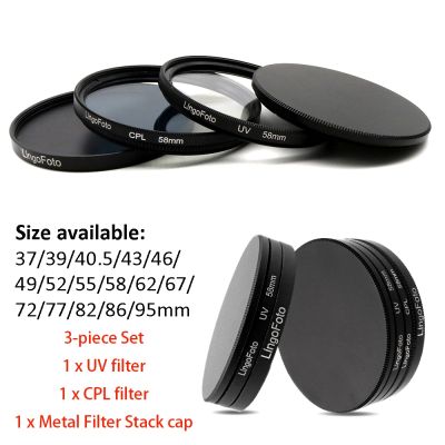 UV filter CPL filter Metal Filter Stack Protect Cap Set 43 46 49 52 55 58 62 67 72 77 82 86 95mm Camera Lens Accessory