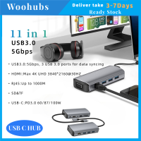 [COD]Woohubs ยี่ห้อ Type-C HUB HDMI USB 3.0 Splitter พร้อมพอร์ต4K 5Gbps พอร์ต4K Hdmi Type C การส่ง11-IN-1(USB3.0x3 + USB2.0 + USB-C PD + Sd/tf + HDMI + RJ45 + เสียง + VGA) ฮับพอร์ตหลายพอร์ต USB ช่องเสียบ Type C 3.0 Typ