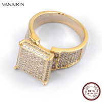 High Quality Square Crystal Rings For Men Micro Paved AAA Cubic Zirconia Iced Out Hip Hop Ring Gift