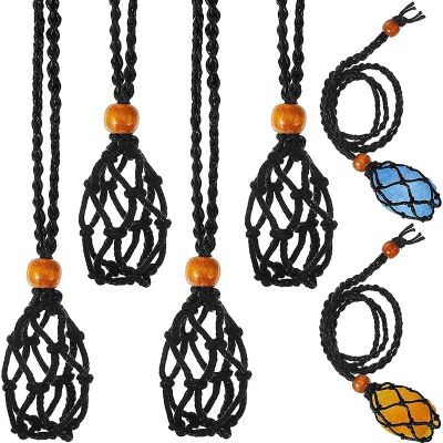 【YF】☍✸  Adjustable Necklace Cord Stone Holder Wax Rope Chakra Healing Net Pendant