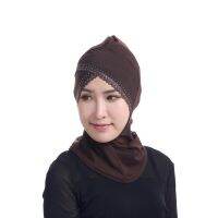 Baru Wanita -Lift มุสลิม Jilab Ninja Cross Pengeboran Renda Underscarf Kepala Islam Cover Bonnet Topi Syal W4