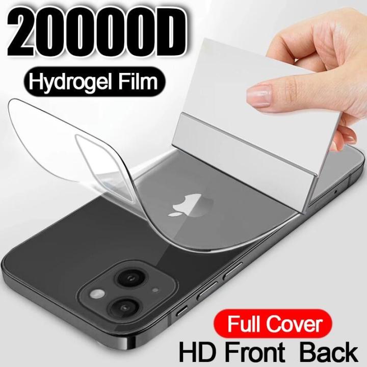 hoce-20000d-ด้านหน้ากลับเต็มปกฟิล์มป้องกันหน้าจอสำหรับ-iphone-14-13-12-11-pro-max-14บวกฟิล์มไฮโดรเจล7-8-6-6วินาทีบวก-x-xr-xs-max-ฟิล์มนุ่มไม่แก้ว