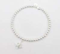 Ms Bohemia Beaded Bracelet S925 Pure Silver 4mm Beads Enamel Classic Heart-Shaped Logo Original Tttiff Bracelet