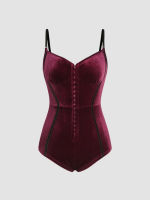 Cider Velvet Sweetheart Corset Buckle Up Bodysuit